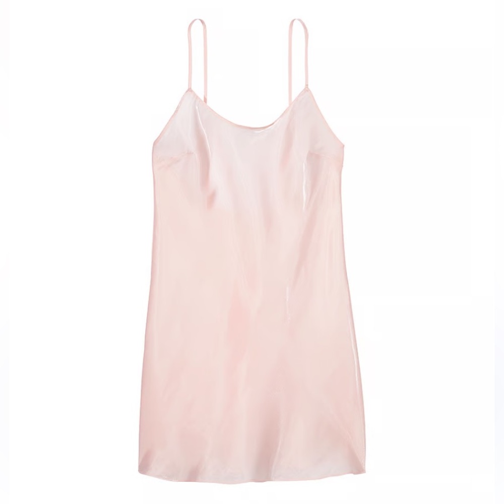 NWOT Victorias Secret light pink shimmery gossamer organza mini slip